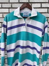 Vintage 80’s Made in USA Lands End Authentic Rugby Striped Longsleeve Polo M
