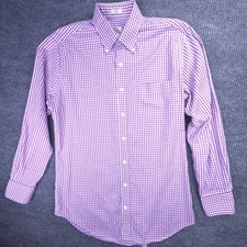 Peter Millar Shirt Men Medium Purple Check Long Sleeve Button Up Nanoluxe Preppy