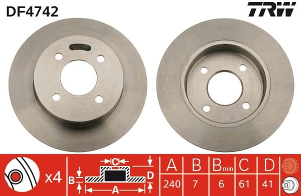 2X Bremsscheibe Trw DF4742 FüR Nissan K11 Micra 2 16V HK11 AK11-image