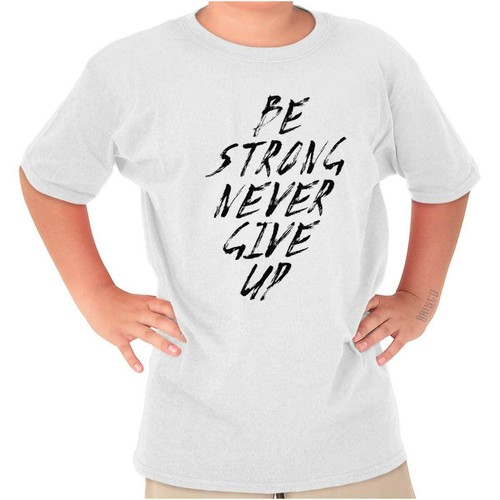 Be Strong Yoga Fitness Gym Motivation Gift Youth Crewneck T Shirts Boy or Girl - Picture 8 of 9