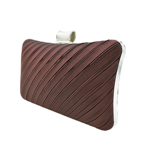 Elegante plissierte Satin Hard Clutch Strass Top Abendtasche - Diff Colors - Bild 23 von 46