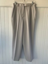 EMANUEL UNGARO 12 WOMEN'S LIGHT GRAY SLACKS PANTS FULLY LINED ZIP SIDE POCKETS