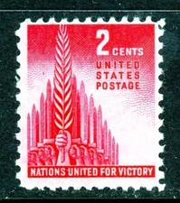 907 - 1943 2¢ Nations United for Victory Single VF MNH