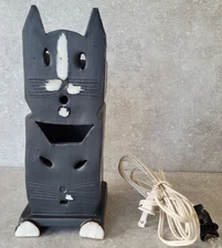 Memphis Black Cat Totem Desk Night Light Lamp Doug Spalding Studio Art Pottery