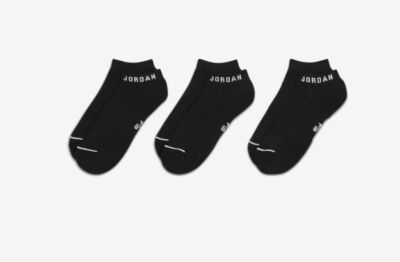 Nike Jordan Everyday No Show 3 Pack Socks DX9656 010 Dri-Fit Black SZ Men 8-12