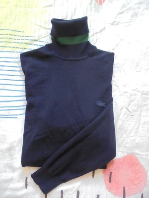 Pull col roulé laine bleu marine Lacoste taille 4 ou 40/42 parfait état - Photo 1/4