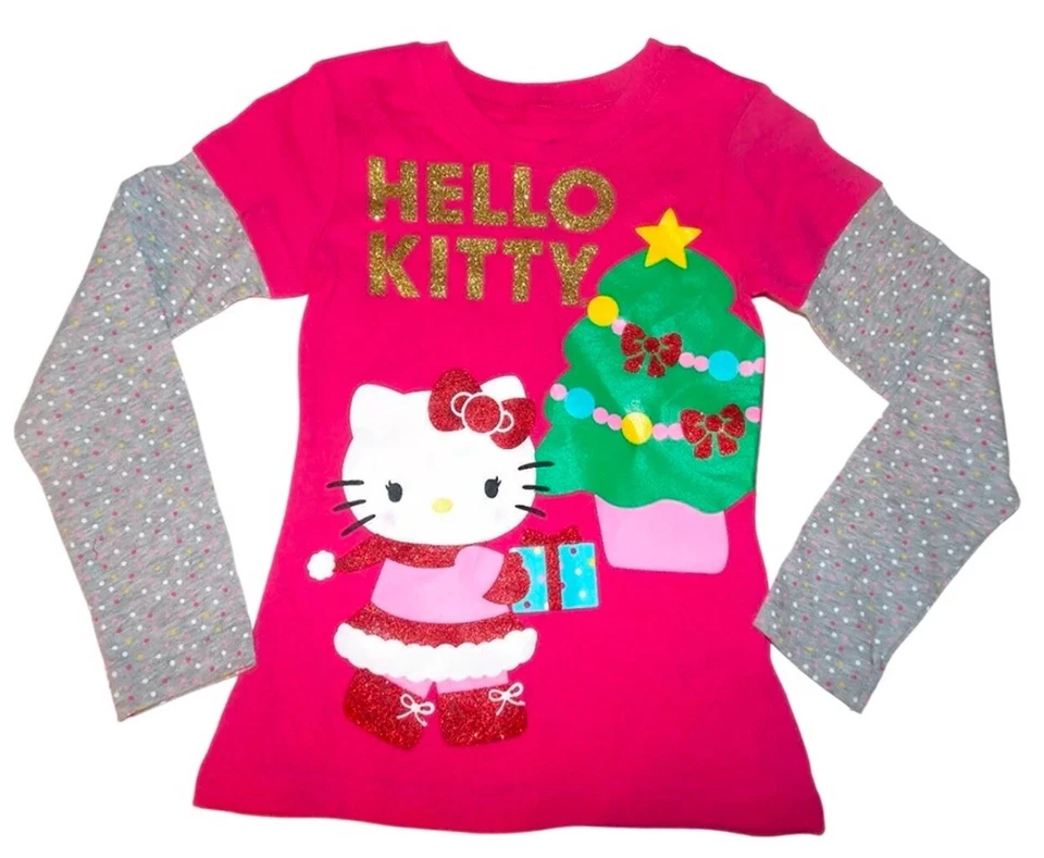 Hello Kitty XL TALLA 14 15 16 Camisa para dormir manga larga Navidad 2Fer Top Camisa Foto 3 de 3