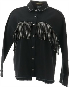 black denim fringe jacket
