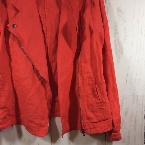 Cynthia Rowley Linen Jacket Womens Size M Coral Asymmetrical Zipper Light Chic - Picture 11 of 15