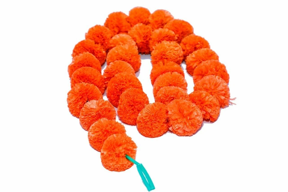 20 Piece Artificial Genda Orange Strings Marigold Flowers for Decoration 4.5 ft - Image 2 of 3