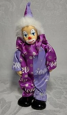 Vintage Ceramic Clown BVI inc. Purple 2000 Outfit Ceramic Head & Hands Soft Body