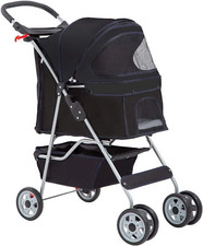 Foldable Pet Stroller Jogger Basket Carrier for Dogs Cats