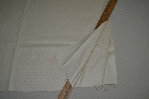 Vtg Cotton fabric, home decor or upholstery, beige with woven checks, 55" x 85" - Picture 7 of 8