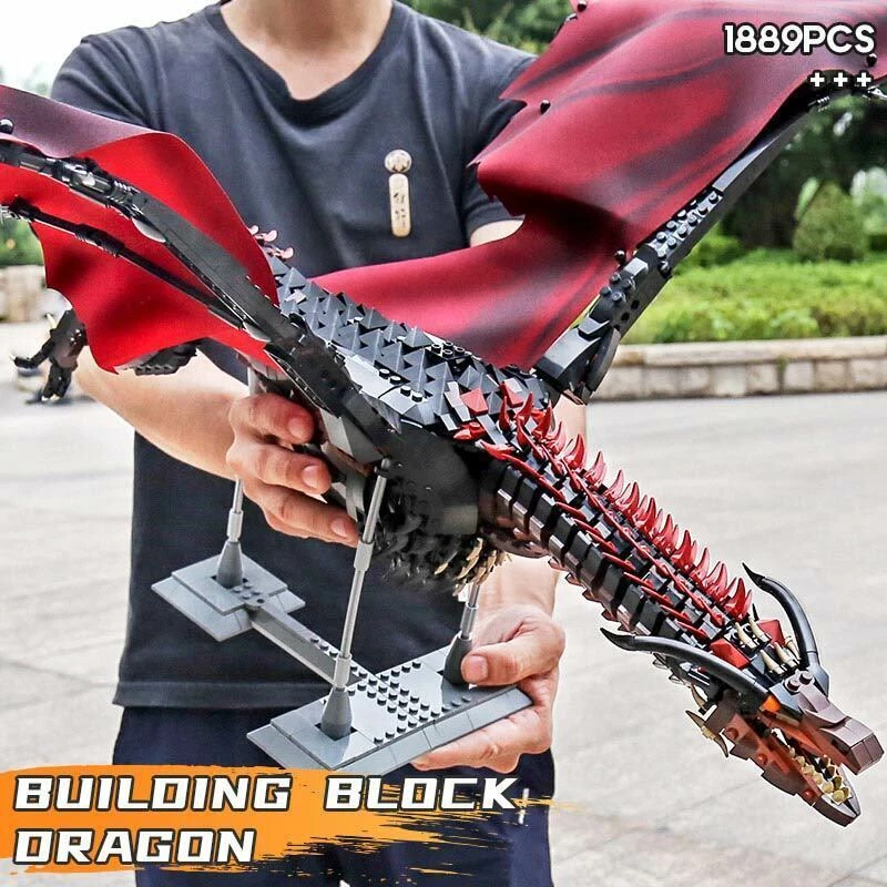 Fire Dragon DIY Model Building Blocks Set Movie MOC Puzzle Bricks Toys 1889Pcs - Image 2 of 4