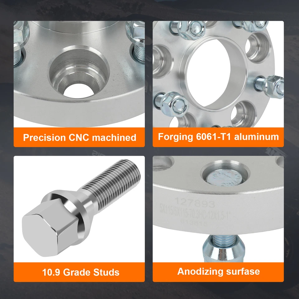 4 espaciadores de rueda centrados en buje de 1" 5x115 para Chevrolet Impala Malibu Monte Carlo Foto 3 de 4