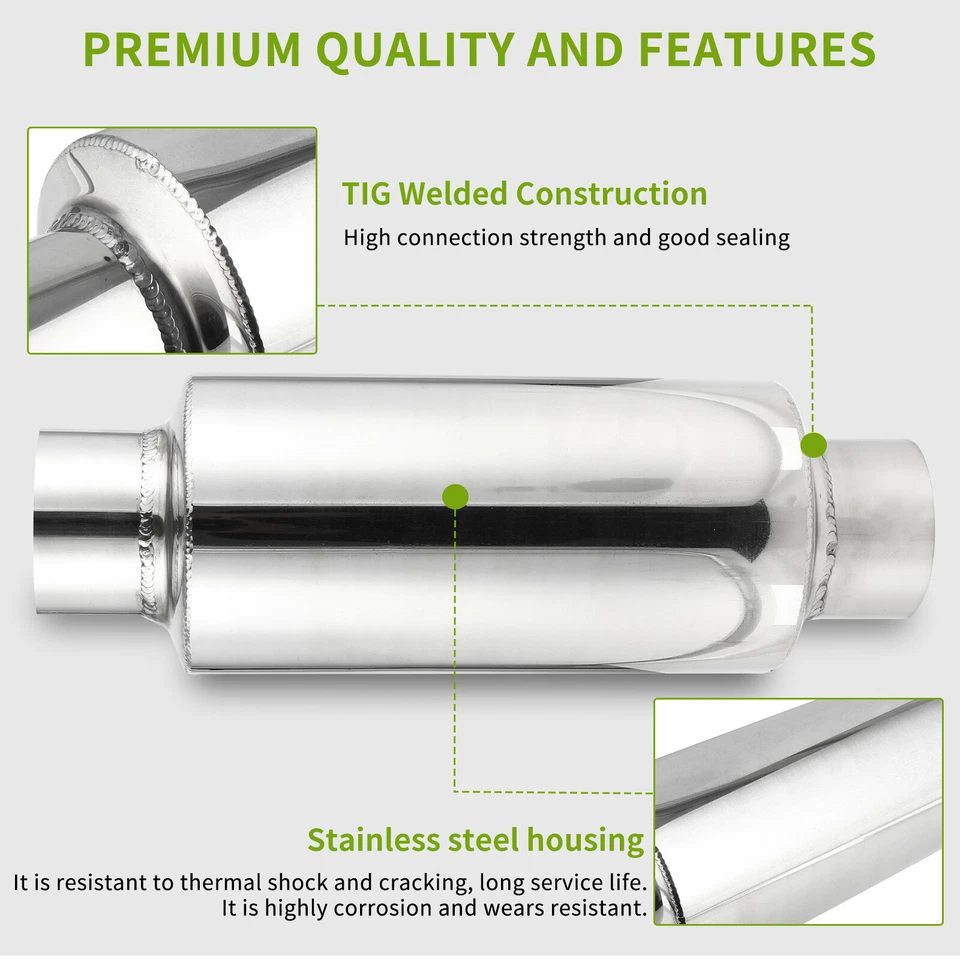 Резонатор глушителя выхлопной системы длиной 2,5 дюйма вход/выход 12 дюймов глубокий тон для Hyundai Elantra N - Изображение 4 из 4