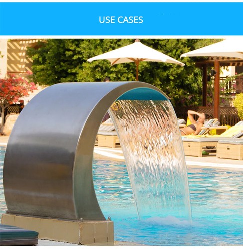 Stainless Steel Pool Fountain 40x20cm Outdoor Waterfalls Silver Fountains - Picture 9 of 15