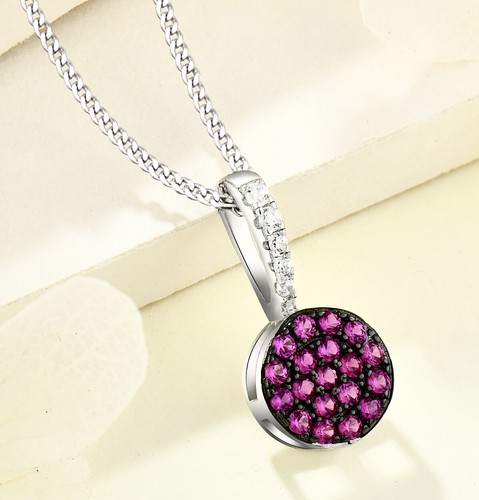 925 Sterling Silver Ruby Cz Cluster Drop Pendant Necklace + 16 18 20" Chain - Picture 4 of 10