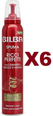 6PCS BILBA PERFECT CURLY FOAM WITH CERAMIDES AND ARGAN DROPS EXTRA STRONG 200ML
