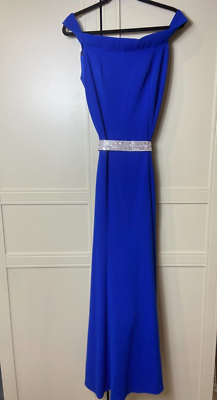 ball gown sleeveless off-the-shoulder applique satin floor-length dresses Scoop-Neck Off-Shoulder Sleeveless Pleated Beaded Applique Satin A-Line Prom Dress with Sweep Train Royal Blue / Custom Size