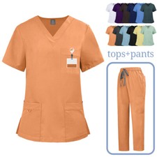 Unisex Medical Scrub Set - V-Neck Top Hospital, Salon Lightweight Breathable