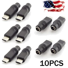 10 PCS DC Power Adapter Type-C USB Male to DC 5.5x2.1mm Female Jack Connector
