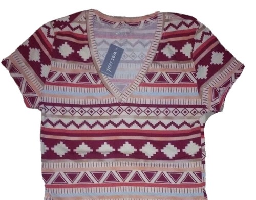 Wet seal Geo Print V-Neck Tee Style #49879650 ,size M Tees Juniors - Picture 2 of 3
