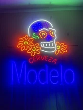 Modelo Especial Sugar Skull Cerveza Neon Light Sign 20"x16" Decor Glass Bar Beer