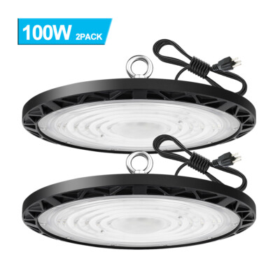 2Pack 100W UFO LED High Bay Light Industrial Warehouse Commercial Light Fixtures