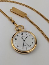 Vtg NEW OLD STOCK Lorus Gold Tone Open Face 36mm Pocket Watch V501-0A00