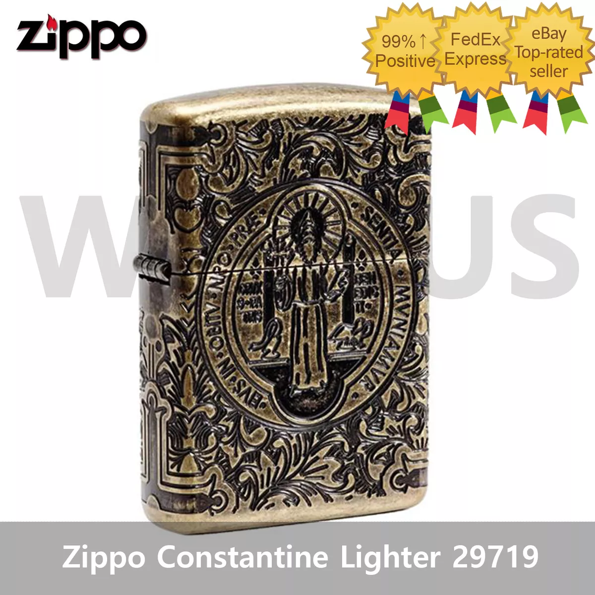 Zippo Constantine Windproof Armor St. Benedict Design Lighter 29719 New In  Box