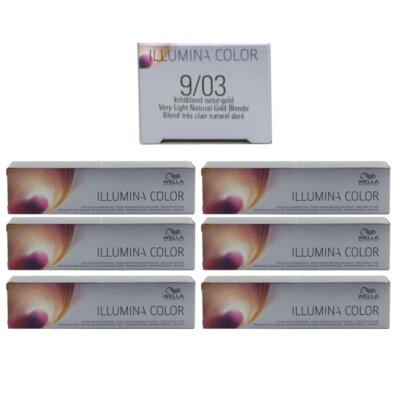 Wella Illumina 6 x 60 ml 9/03 lichtblond natur gold Set