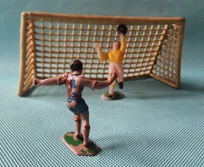FC BARCELONA Player, Goalkeeper  & Soccer Goal VINTAGE figure SPAIN 1960 REAMSA