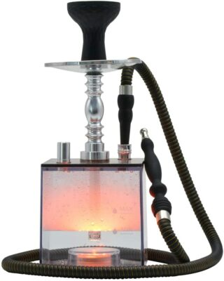   DEEZER Limited Edition Pandora Glass Cube Hookah w/ LED & Remote, Tilt-proof