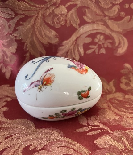 Limoges France Egg Trinket Box Floral Bird Chamart Porcelain - Foto 3 di 9