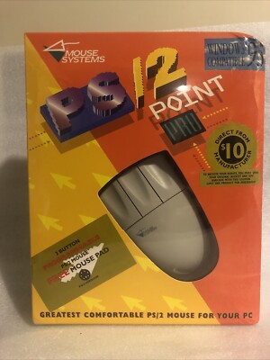 Vintage PC Mouse Systems 3 Button Programmable PS/2 Point Pro Mouse Win 95 Comp