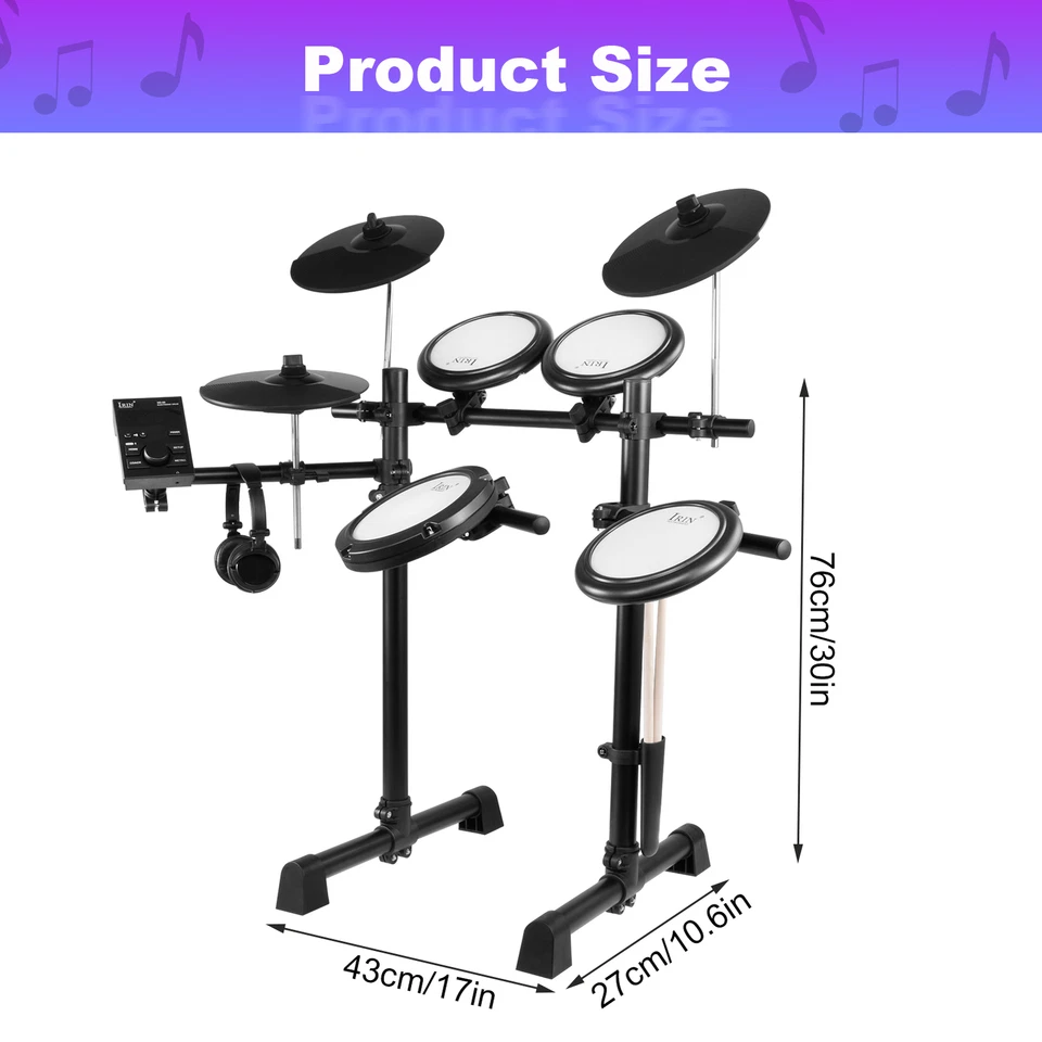 Juego de batería electrónica Kit de batería electrónica 300 sonidos para principiantes y adultos Foto 4 de 4