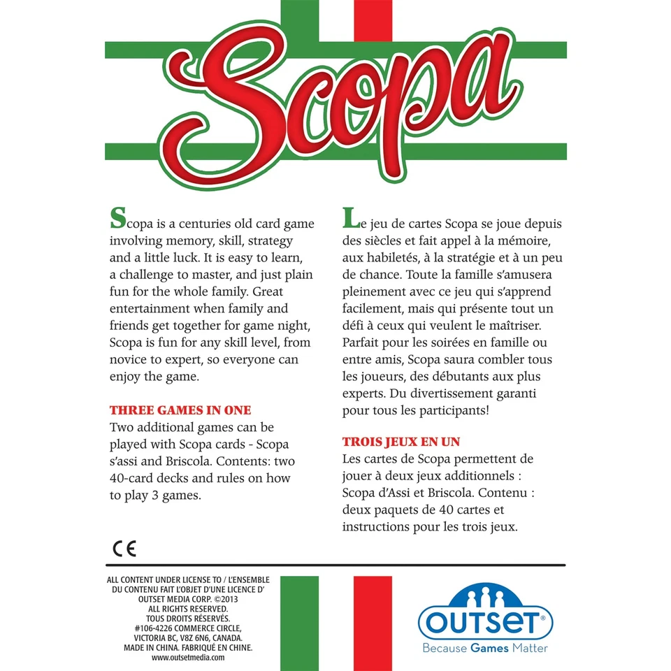 Multicolor Scopa Card Game for Family Fun 3 Games in One Easy to Learn - Image 3 of 4