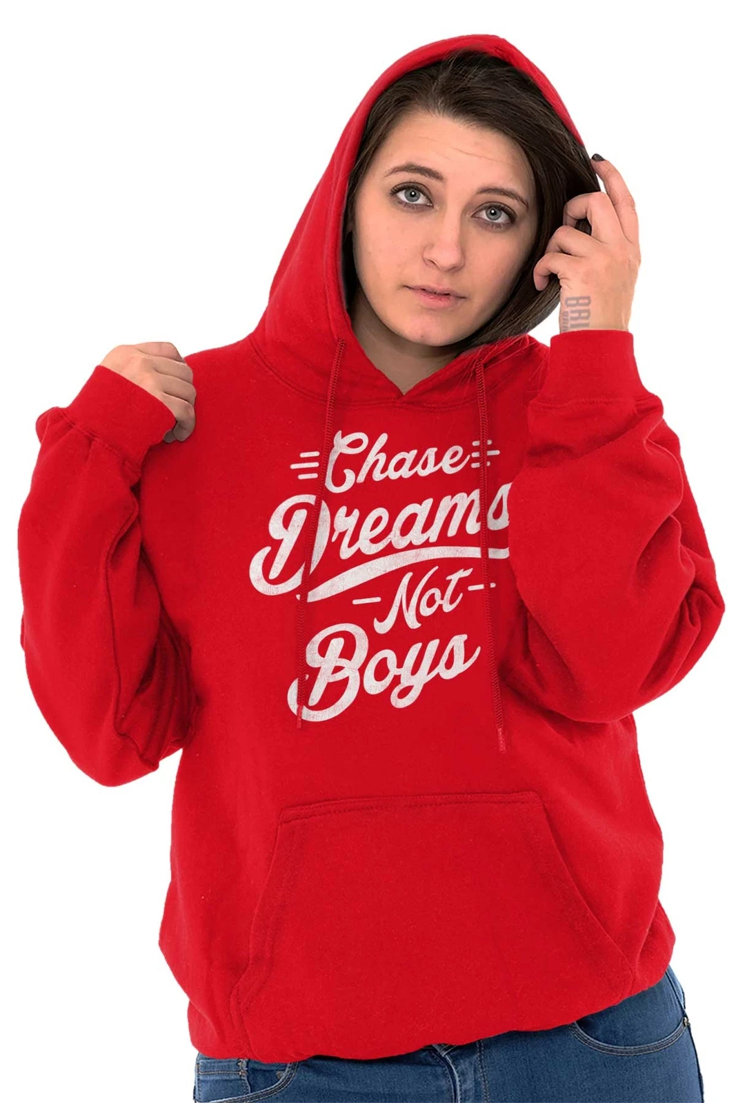 Felpa con cappuccio divertente San Valentino Chase Dreams non ragazzo donna