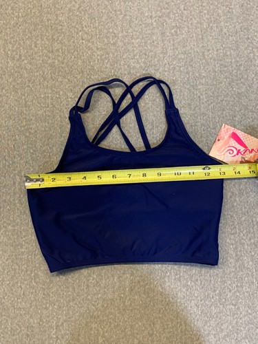 Kanu Surf Bikini Swimsuit Top Girls size 16 Navy Blue Strappy Solid Silky Smooth - Picture 12 of 15