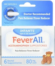 FeverAll Infants' Acetaminophen Suppositories Pain & Fever Relief 80 mg 6 Count
