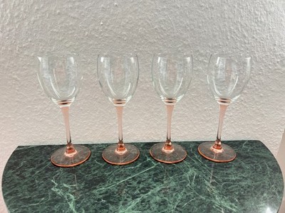 4x Vintage Luminarc France Rosaline Weingläser Likörgläser Rosa Stiel 18,5cm