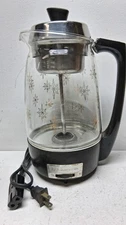 Vintage 1960s Proctor Silex Atomic Starburst Glass Percolator Coffee Maker Works