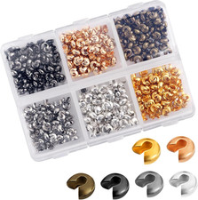 600pcs Crimp Beads for Jewelry Making, 4 mm Alloy Crimp Bead Knot Covers
