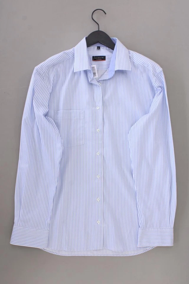 ✅ Eterna camicetta per uomo taglia Hemdgröße 41, L, 52 rigato blu di cotone ✅ - Immagine 4 di 4