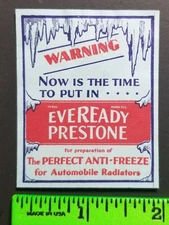 Vintage Eveready Prestone Anti Freeze Car Auto Poster Stamp