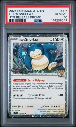 Pokemon Hop's Snorlax Journey Together Prerelease Holo Promo #117 PSA 10 Pop 11