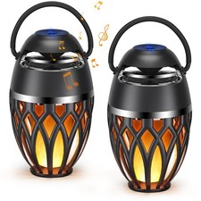 2 Pack Outdoor Bluetooth Speakers,Wireless Speaker with LED Flame Speaker