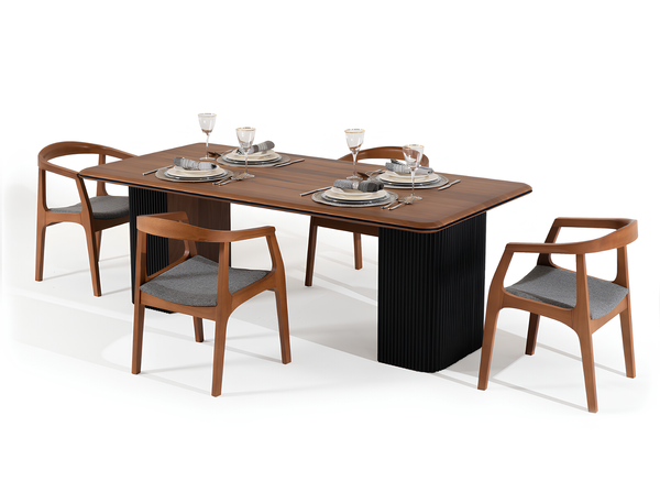 Essgruppe Komplette Esszimmer Esstisch StüHle 7Tlg Braun Klassischе-image