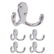 Double Robe Hook 5 Pack Chrome With Screws Wall Mounted Towel Scarf